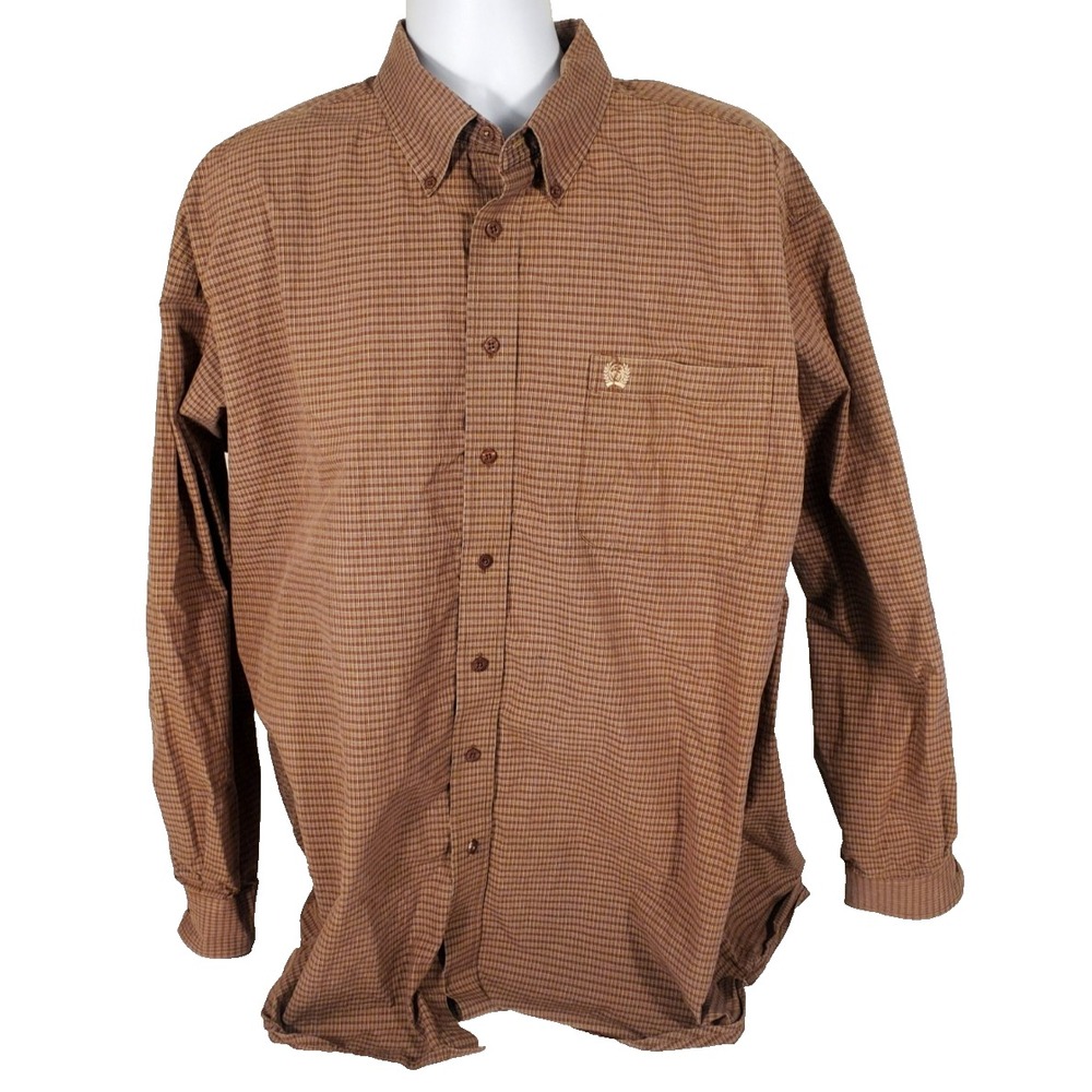 Cinch Men's 2XL Brownā Shirt Button Down Long Sleeves Western XXL